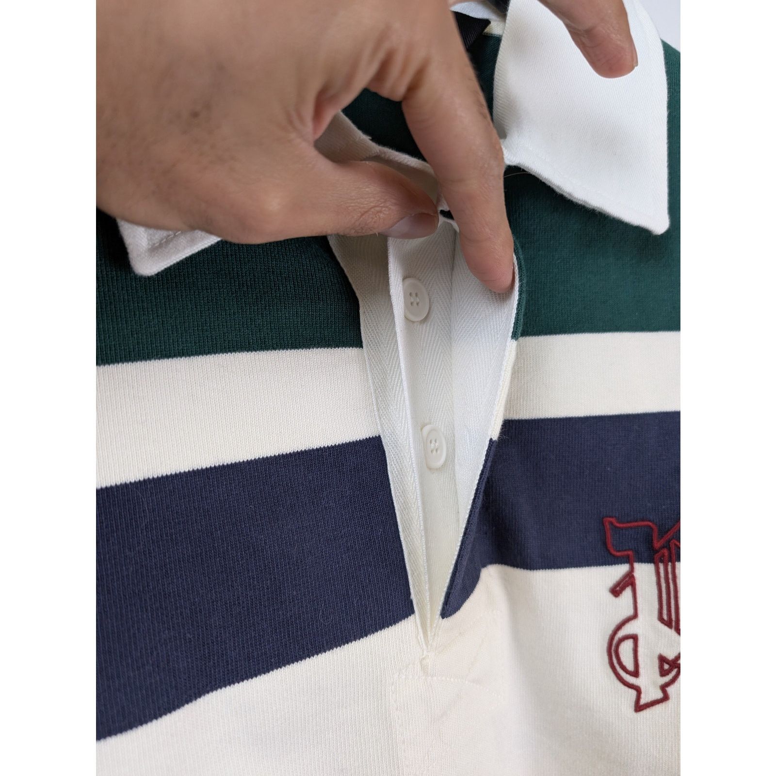 Palm Angels o1rshd1 PA Monogram Rugby Polo in Butter/Red Size US M / EU 48-50 / 2 - 7 Thumbnail