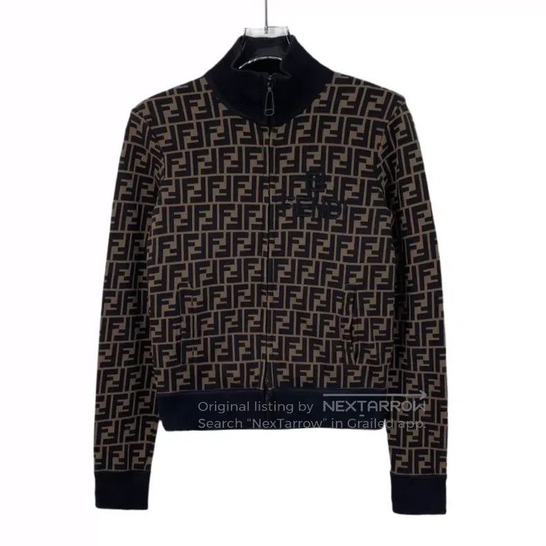 Fendi Fendi Deep brown logo letter full print cotton zipper jack Size M / US 6-8 / IT 42-44 - 1 Thumbnail