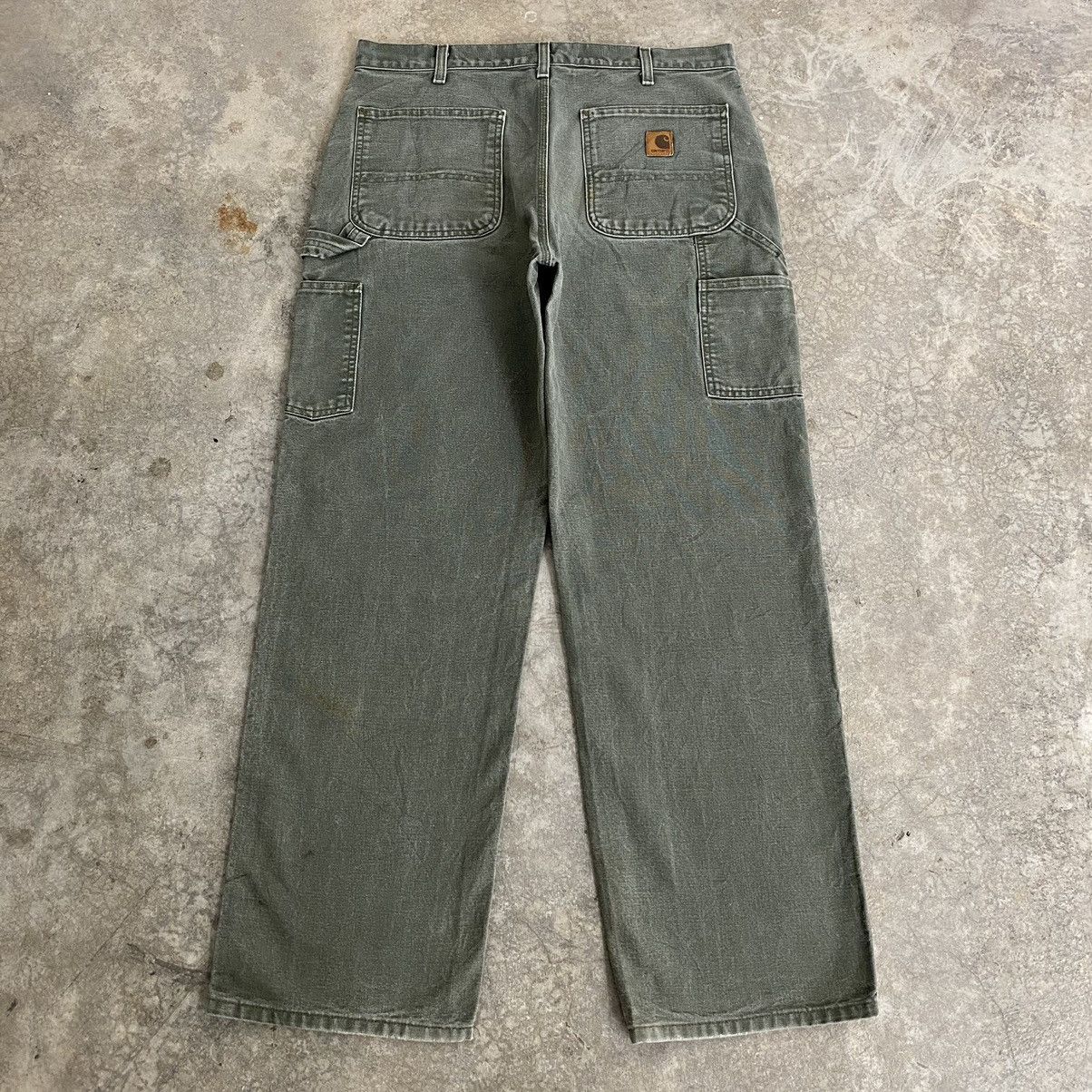 Carhartt Vintage Carhartt Faded Moss Green Carpenter Work Pants Size US 34 / EU 50 - 15 Thumbnail