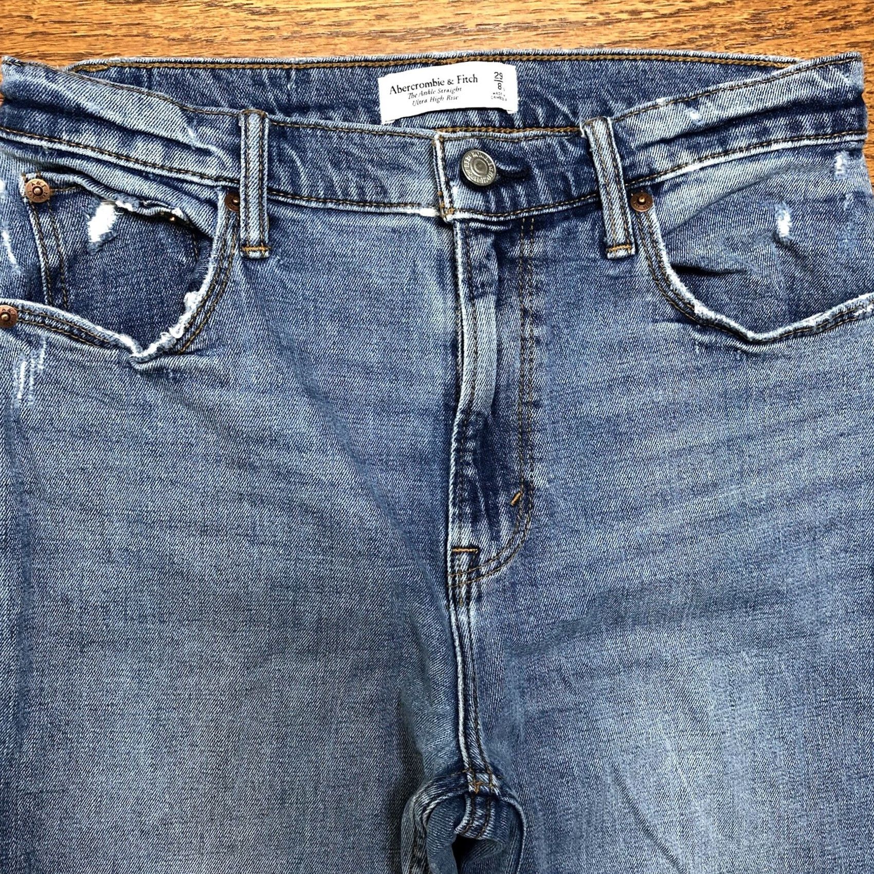 Abercrombie & Fitch Abercrombie & Fitch Jeans Ankle Regular 29/XS Blue 5-Pocket Distressed Stretch City 90s Womens Size 29" - 3 Thumbnail