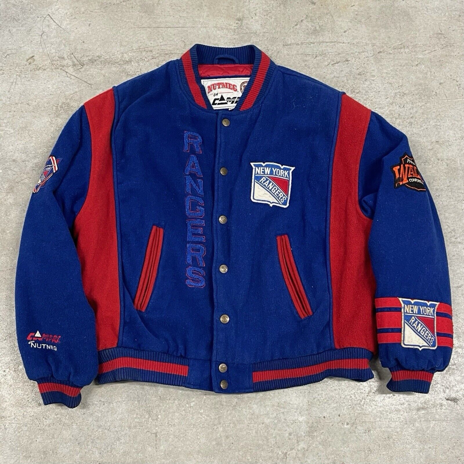 Nutmeg Vintage 90s Nutmeg New York Rangers Hockey NHL Bomber Jacket Size US XL / EU 56 / 4 - 7 Thumbnail
