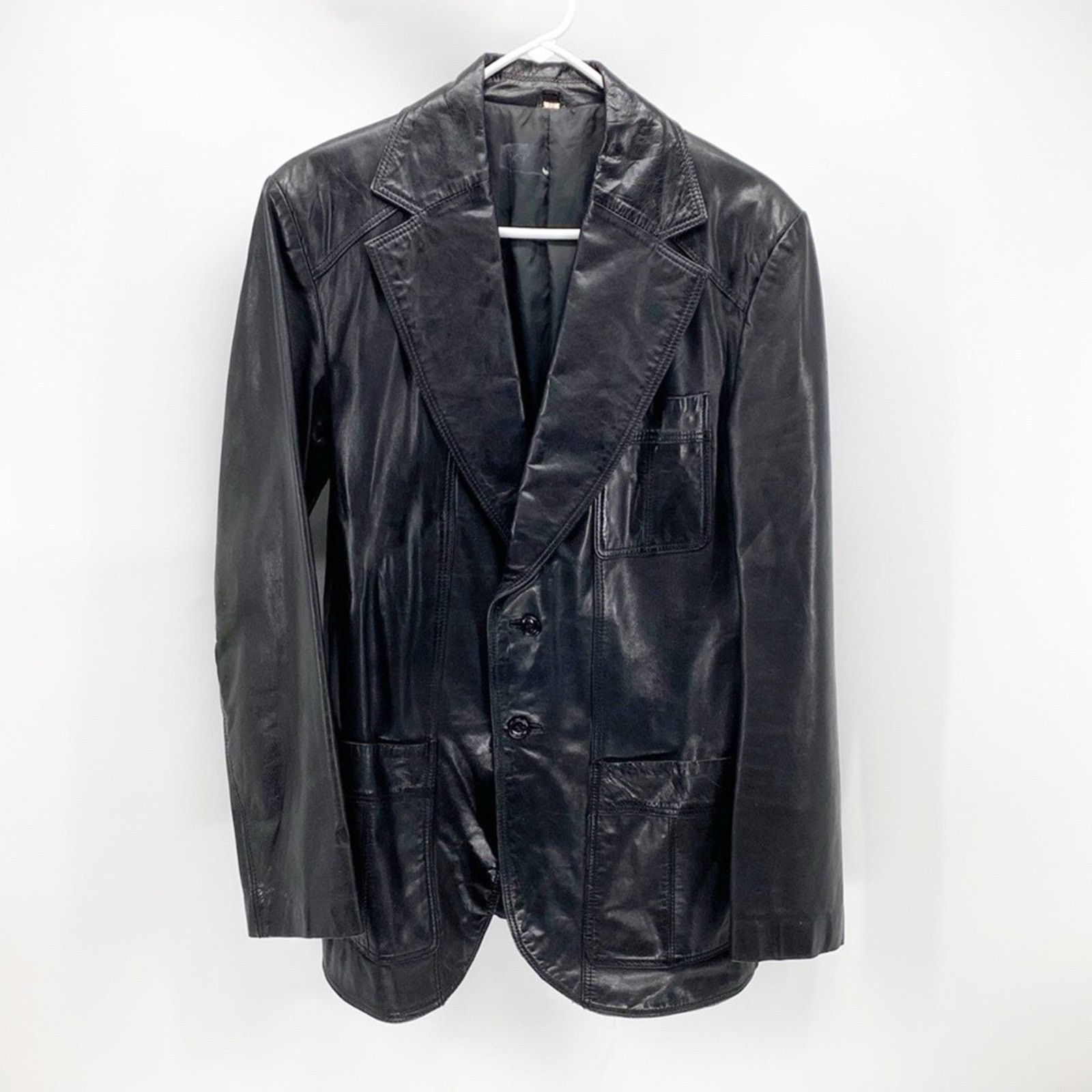 Vintage Vintage AB Flip Holm black leather double breasted jacket Size M / US 6-8 / IT 42-44 - 1 Thumbnail
