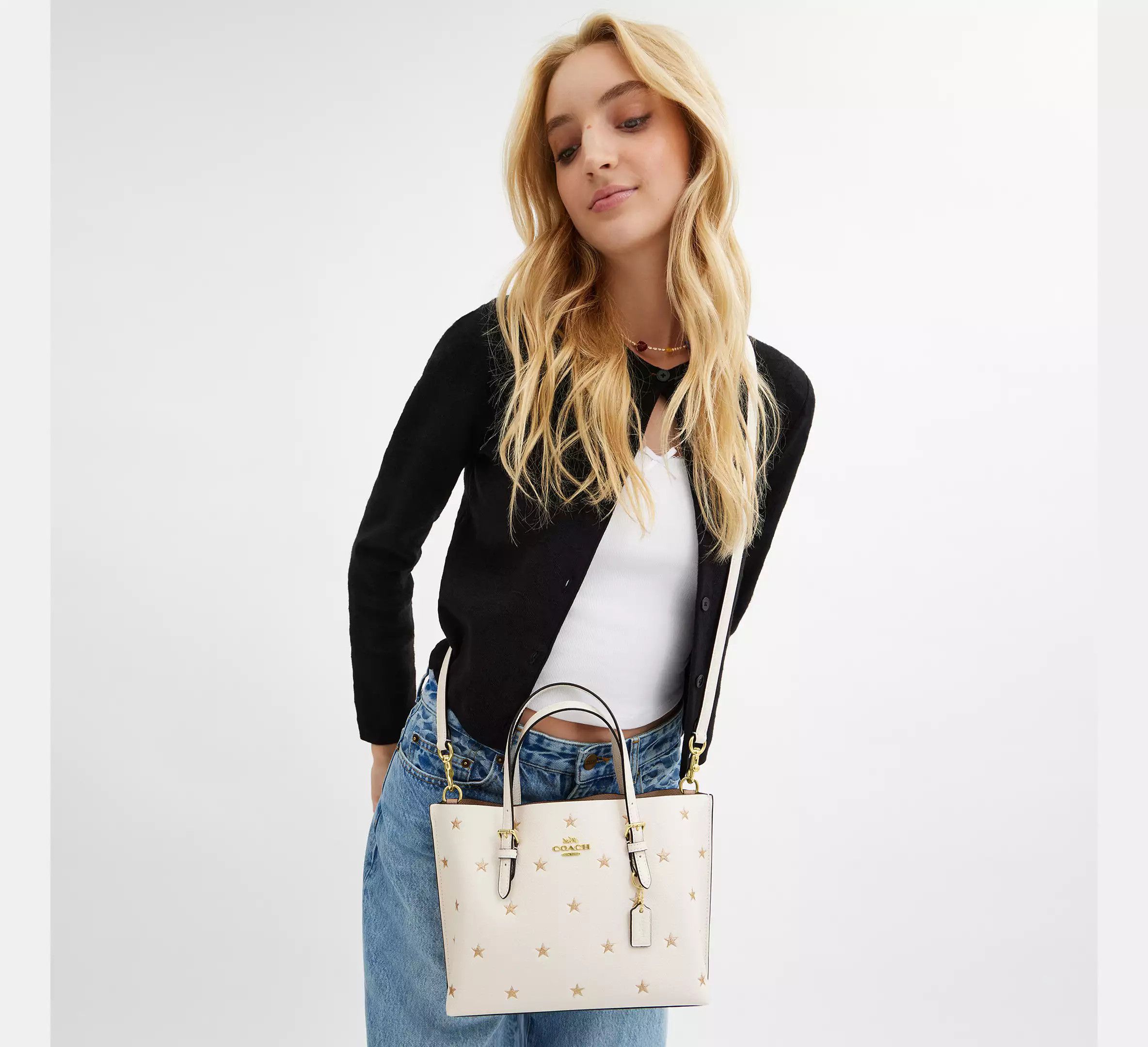 Coach Mollie Tote Bag 25 With Star Print CW022 Size ONE SIZE - 6 Thumbnail