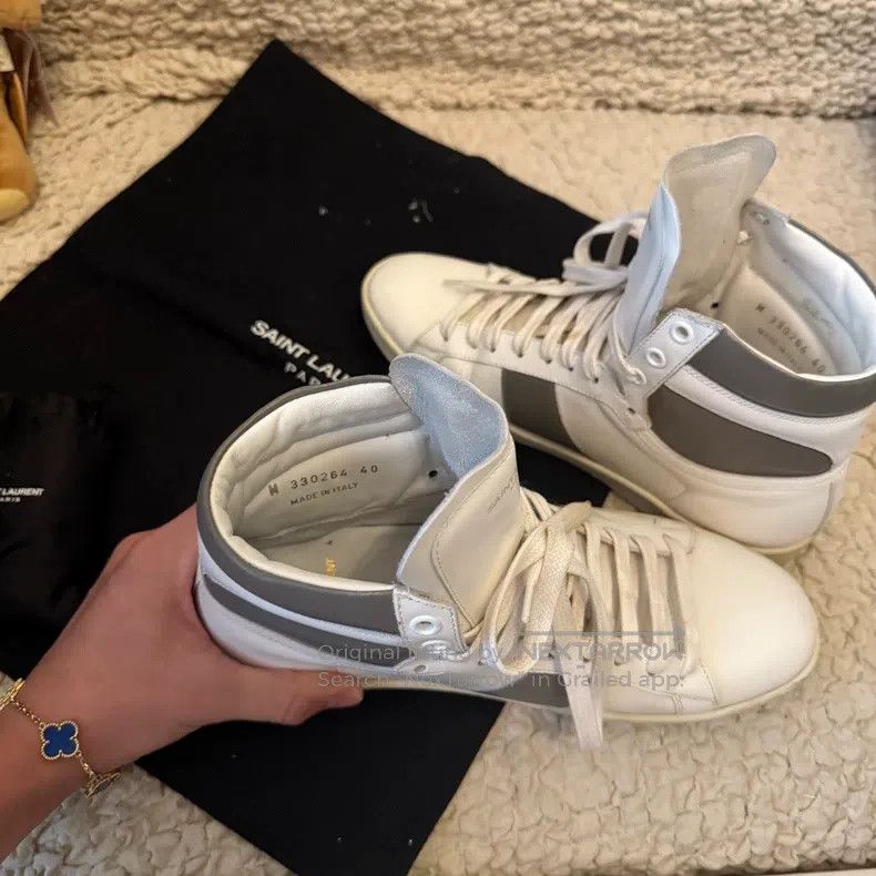 Saint Laurent Paris Saint Laurent Paris High-top white and gray mixed board sh Size US 7 / EU 40 - 3 Thumbnail