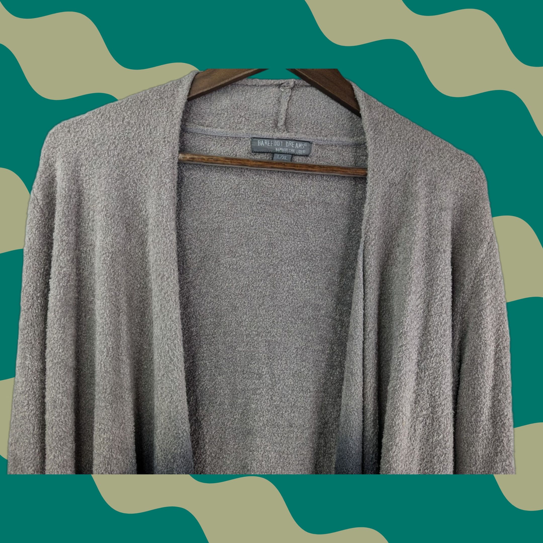 Barefoot Dreams Cardigan Women L/XL Grey Bamboo Chic Lite Calypso 