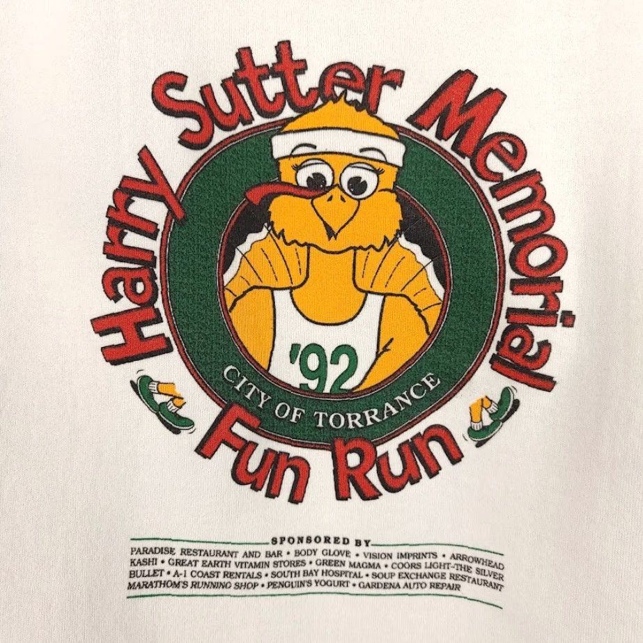 Hanes VINTAGE Hanes Sweatshirt Mens 90s Turkey Trot Fun Run Crew Neck Pullover Size M White Made In USA Size US M / EU 48-50 / 2 - 5 Thumbnail