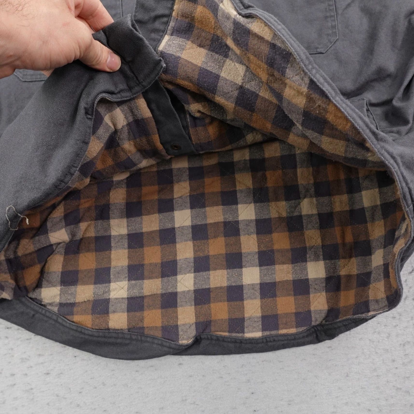 Vintage Hawx Jacket Mens XL Gray Quilted Shacket Heavy Duty Snap Up Lined Pockets Cotton Blend Canvas Outdoor Workwear Casual Autumn Winter Mens Size US XL / EU 56 / 4 - 4 Thumbnail