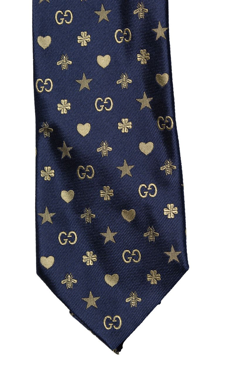 Gucci Gucci, Navy and gold printed tie Size ONE SIZE - 3 Thumbnail