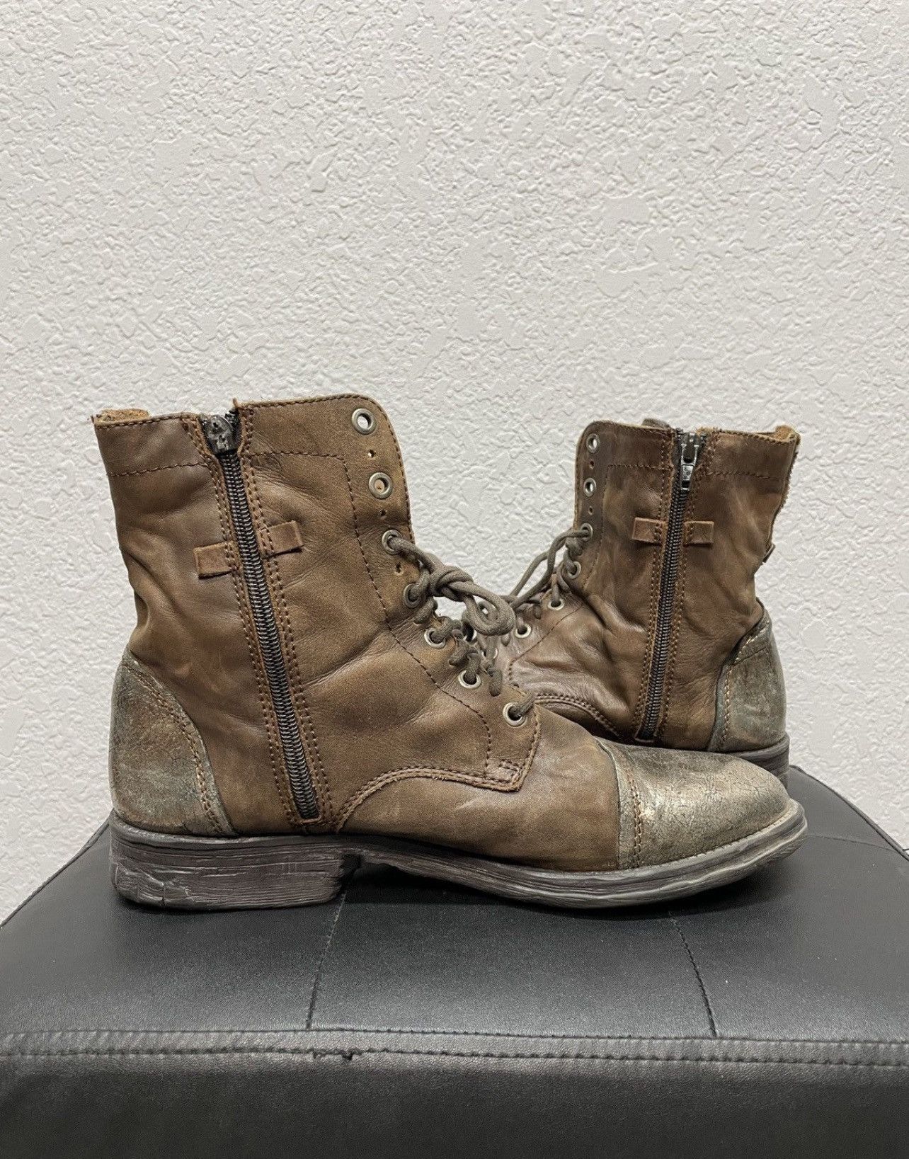 If Six Was Nine Vintage Italian AS 98 Rick Owens Style Leather Biker Boots Size US 8.5 / EU 41-42 - 6 Thumbnail