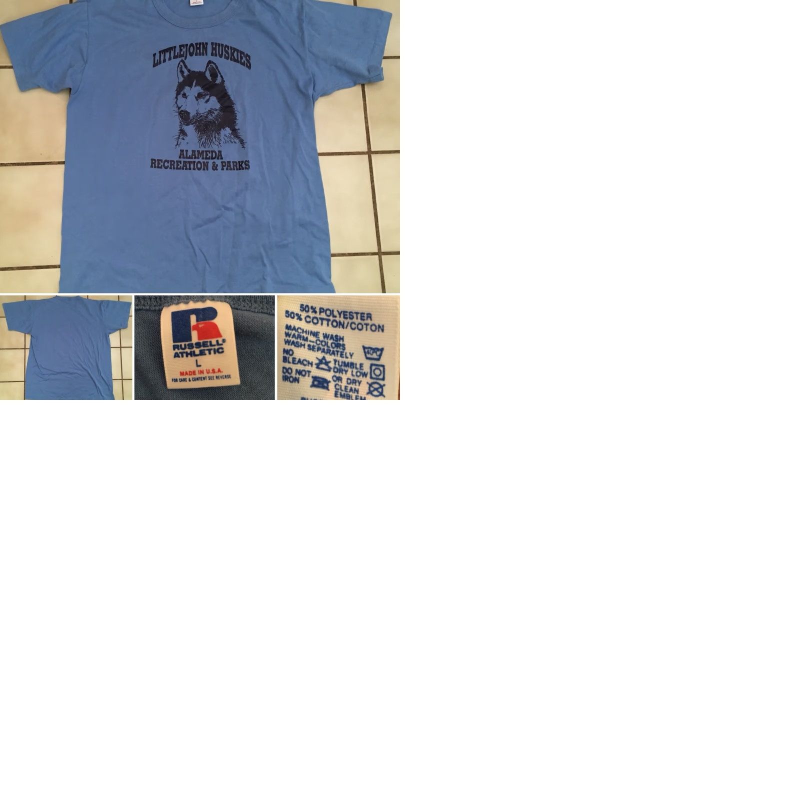 Russell Athletic VINTAGE Russell Athletic Alameda Recreation & Parks T-Shirt L 80s 90s Blue Men Graphic Tee + 50% Polyester 50% Cotton USA 1980s Size US L / EU 52-54 / 3 - 9 Thumbnail