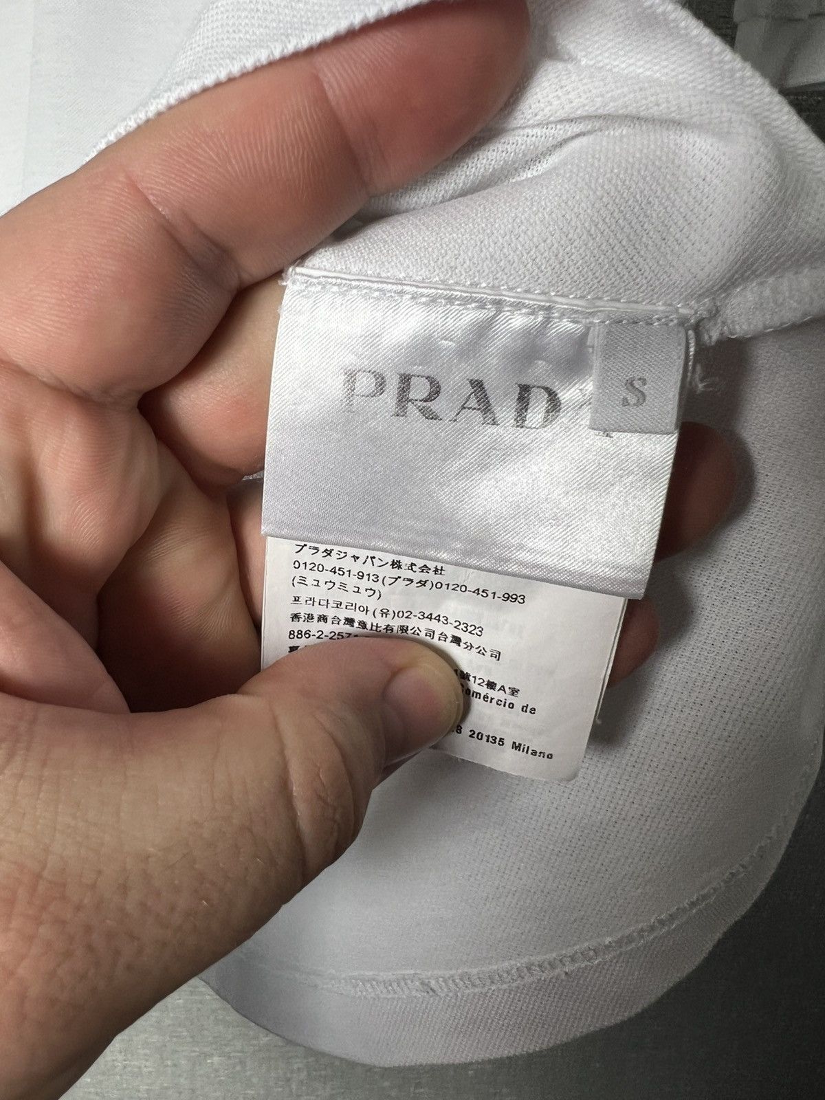 Prada Prada Milano Triangle Logo Patch White Polo Men’s T-Shirt Size US M / EU 48-50 / 2 - 10 Thumbnail