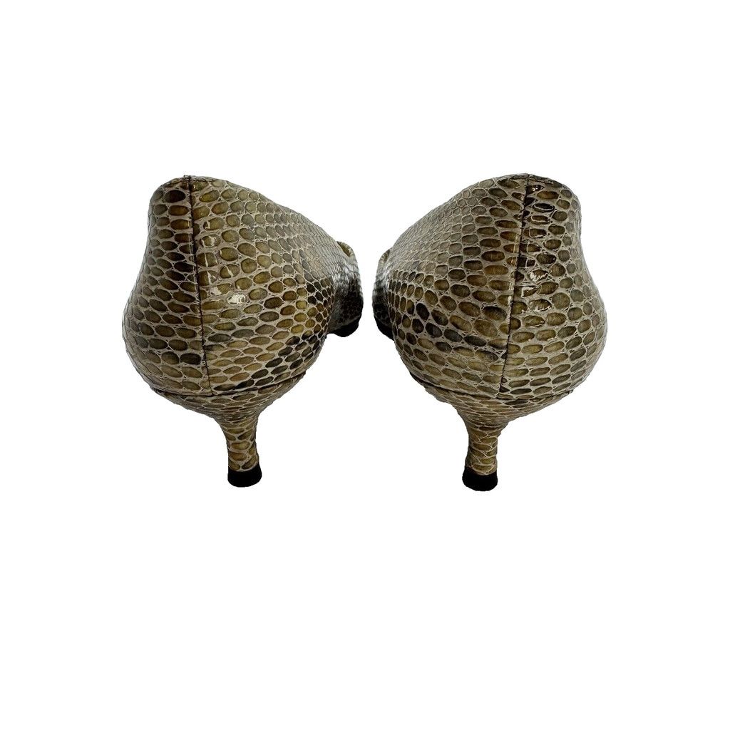 Stuart Weitzman Stuart Weitzman 9.5M Snakeskin Kitten Heel Pointed Tan Pumps Size US 9.5 / IT 39.5 - 7 Thumbnail