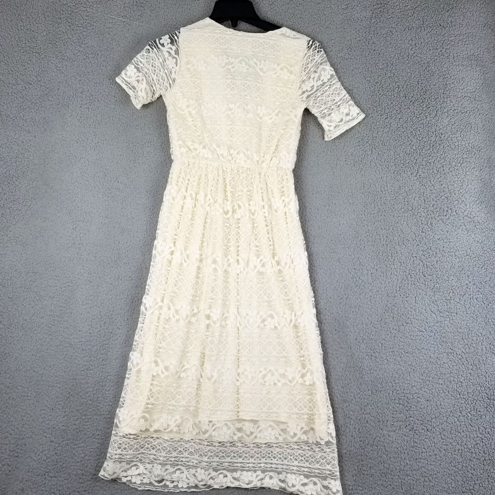Asos ASOS Women's Maternity Lace Midi Dress Lined Short Sleeve Floral Ivory Size 4 Womens Size S / US 4 / IT 40 - 7 Thumbnail