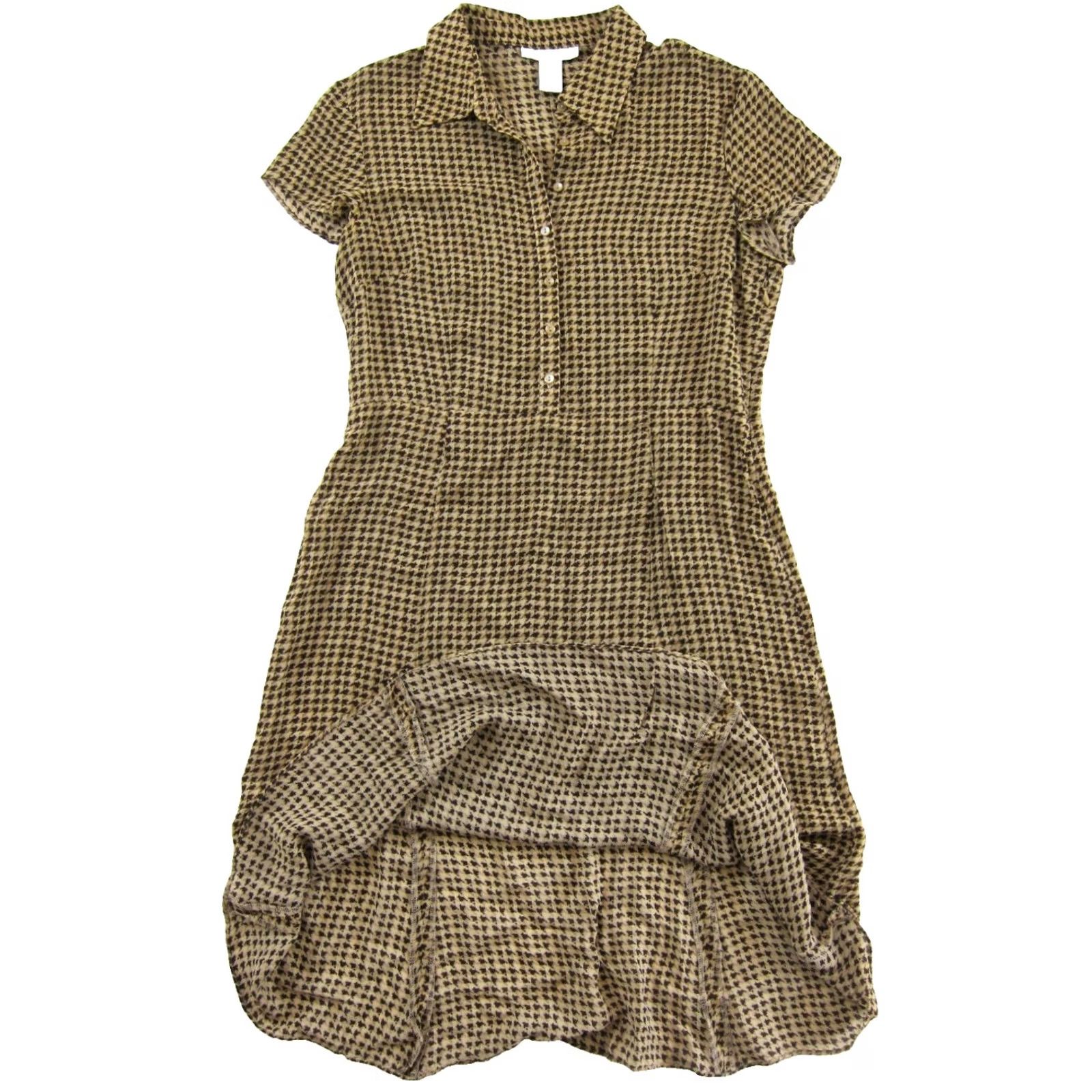 Nine West VINTAGE Nine West Shirt Dress 12 Brown Checked Short Sleeve Button Up Rayon 100% Shirt Dress, Vintage, Brown, 12, Nine West Size XL / US 12-14 / IT 48-50 - 5 Thumbnail