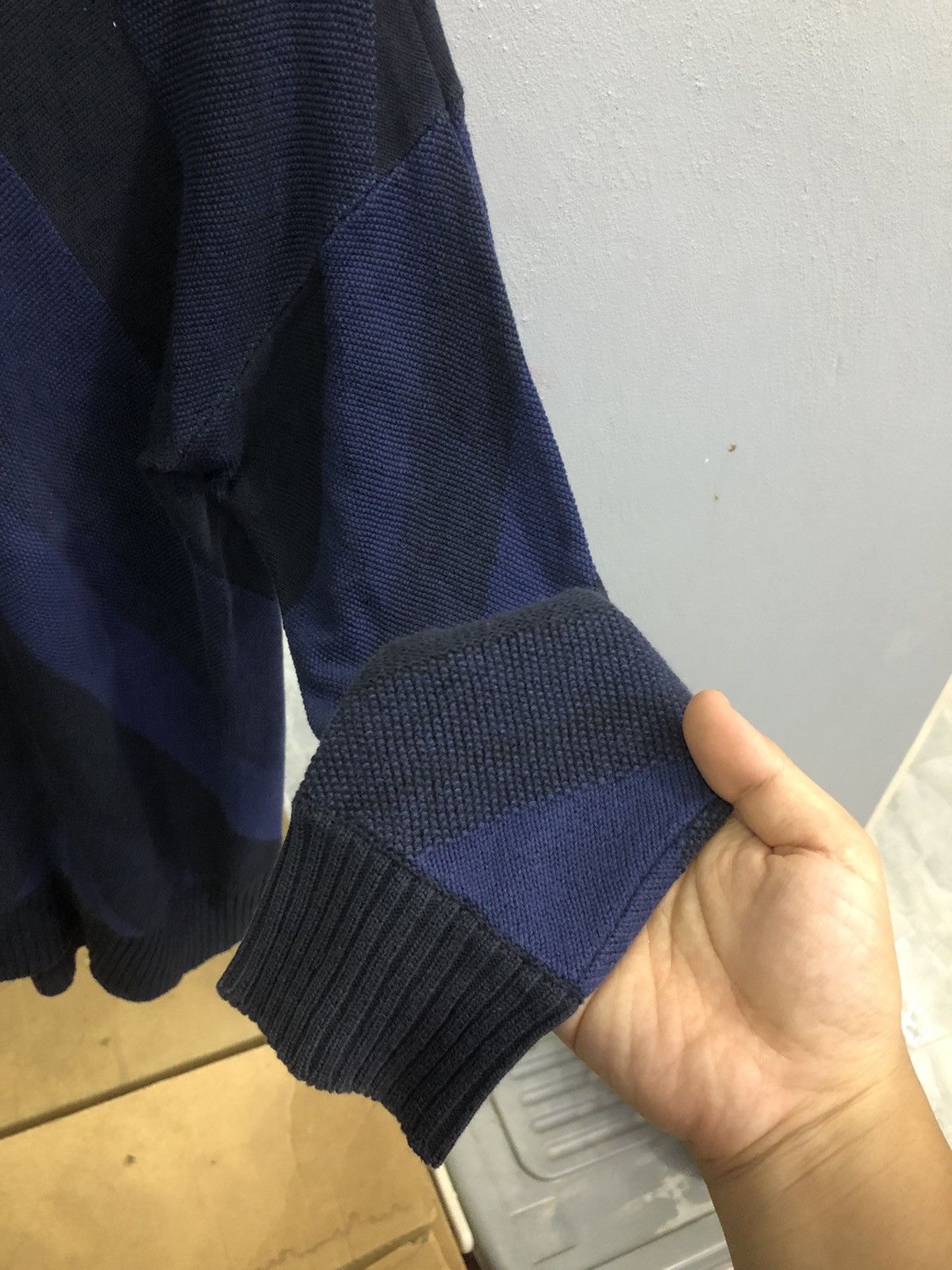 GOSTAR DE FUGA FUGA Navy Geometric Drop-Shoulder Knit Sweater Size US L / EU 52-54 / 3 - 9 Thumbnail