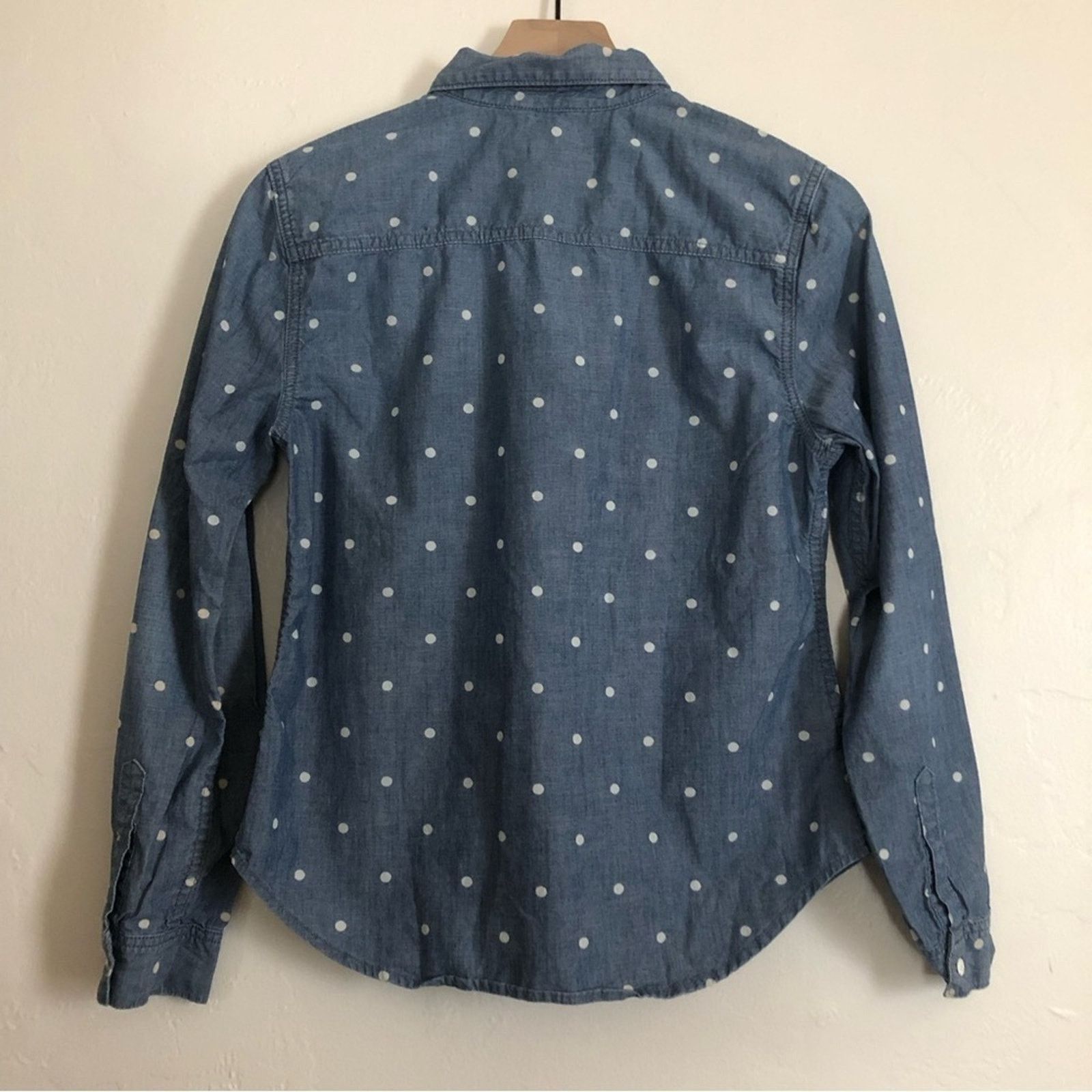 Gap Gap 1969 Cotton Blue Denim White Polka Dots Button Shirt Top Size S / US 4 / IT 40 - 6 Thumbnail