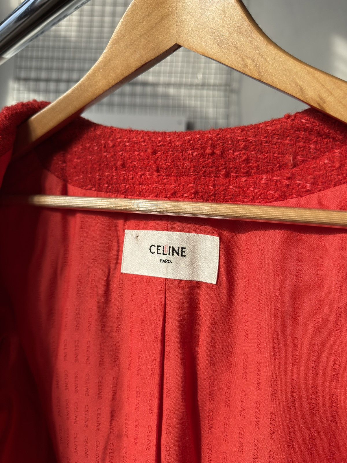 Celine Celine Chasseur Tweed Evening Wool Jacket Red Gold Buttoned Size M / US 6-8 / IT 42-44 - 18 Thumbnail
