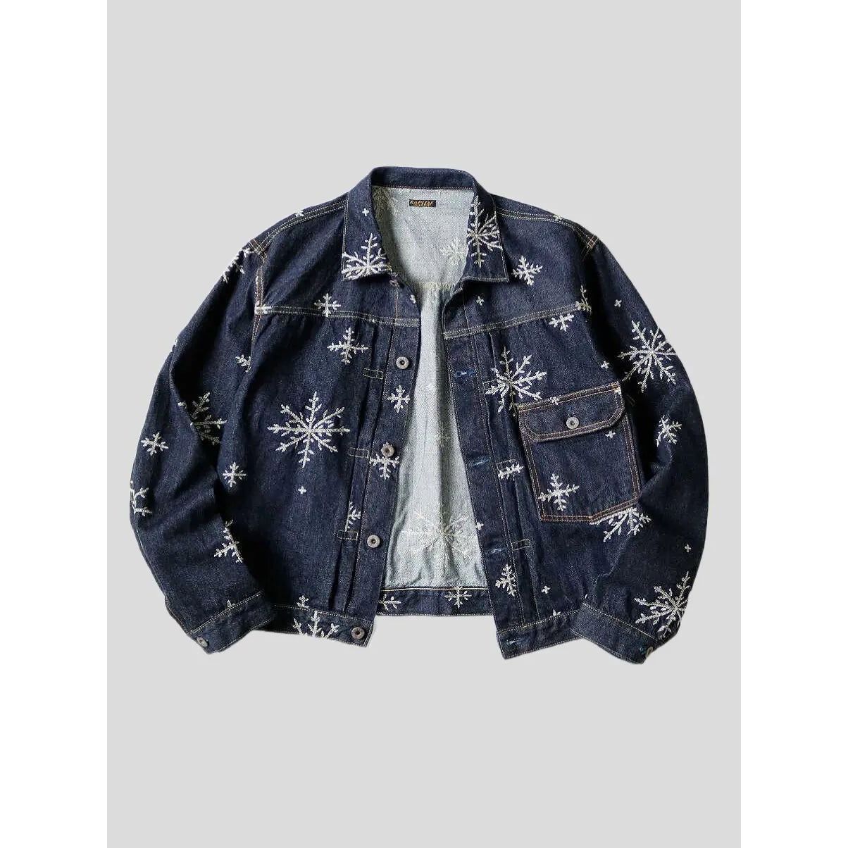 Kapital Kapital 14oz denim snow pattern embroidery 1ST JKT Jacket Size US XXL / EU 58 / 5 - 2 Thumbnail