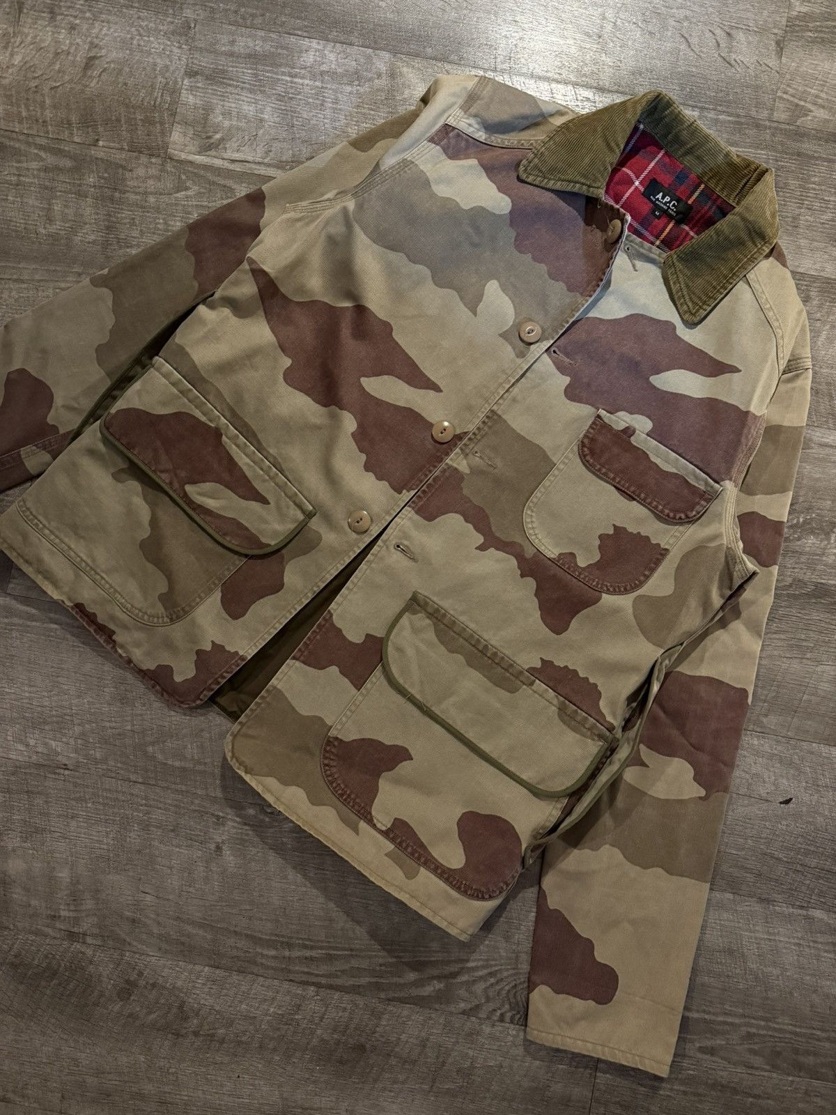A.P.C. Camouflage Jacket - Corduroy Collar - Size M
