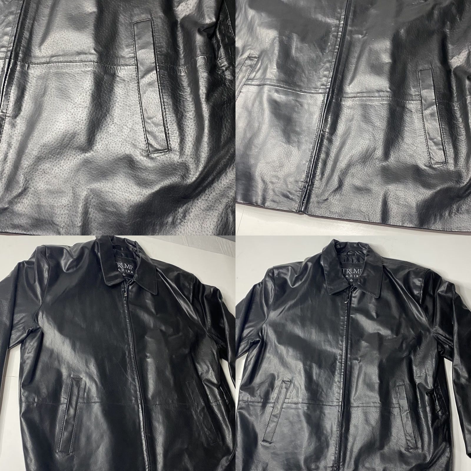 Vintage VINTAGE Lambskin Leather Jacket Donald Trump Marina Brand RARE Large L Black Motorcycle/Biker Mens Women Size US L / EU 52-54 / 3 - 9 Thumbnail