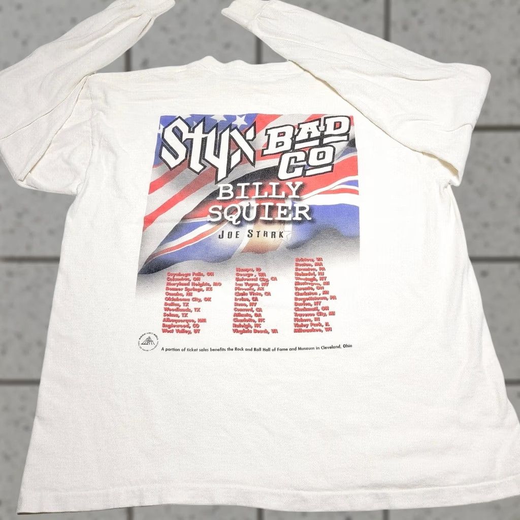 Vintage VINTAGE Fame Styx Bad Company Billy Squier Rock Band Tour Long Sleeve T-Shirt L Mens White Crew Neck Cotton Logo 90s Rock Size US L / EU 52-54 / 3 - 1 Thumbnail