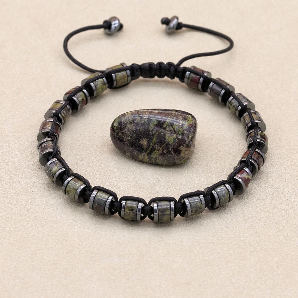 Handmade × Vintage 18.5cm Natural Stone Hematite Beads Braided Bracelet Size ONE SIZE - 1 Thumbnail