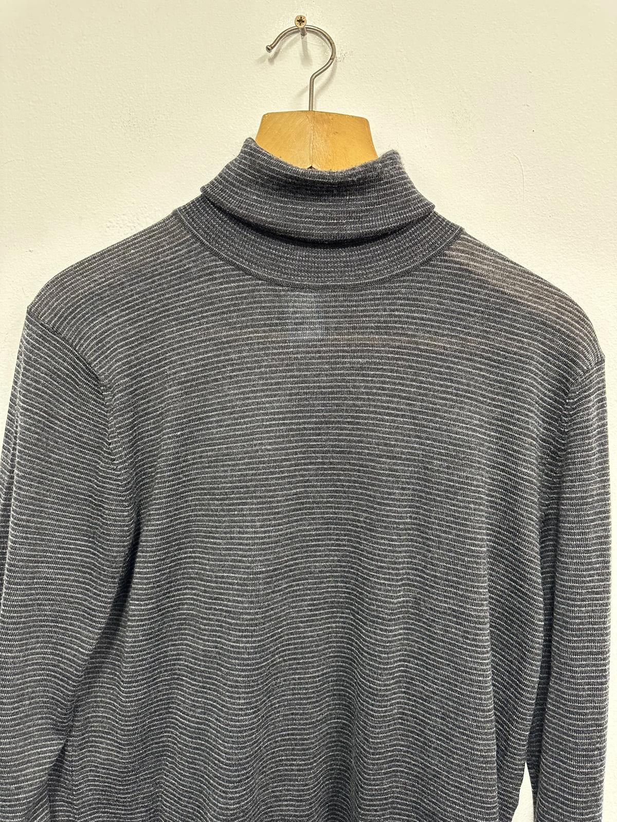 Reiss Reiss Medium Grey Striped Turtleneck Sweater Size US M / EU 48-50 / 2 - 3 Thumbnail