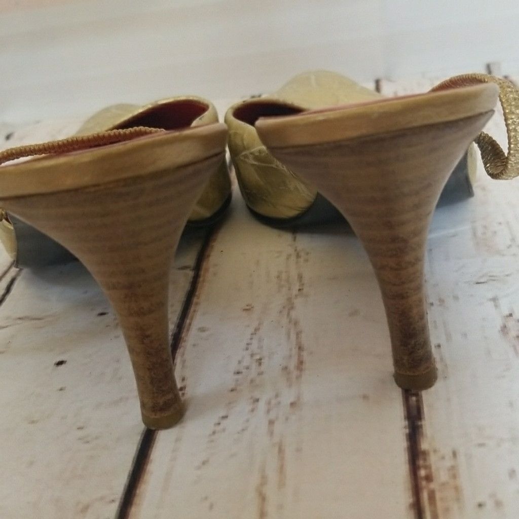 The Unbranded Brand Stephane Kelian Paris point toe sling back gold heels sz 6.5 Size US 6.5 / IT 36.5 - 6 Thumbnail