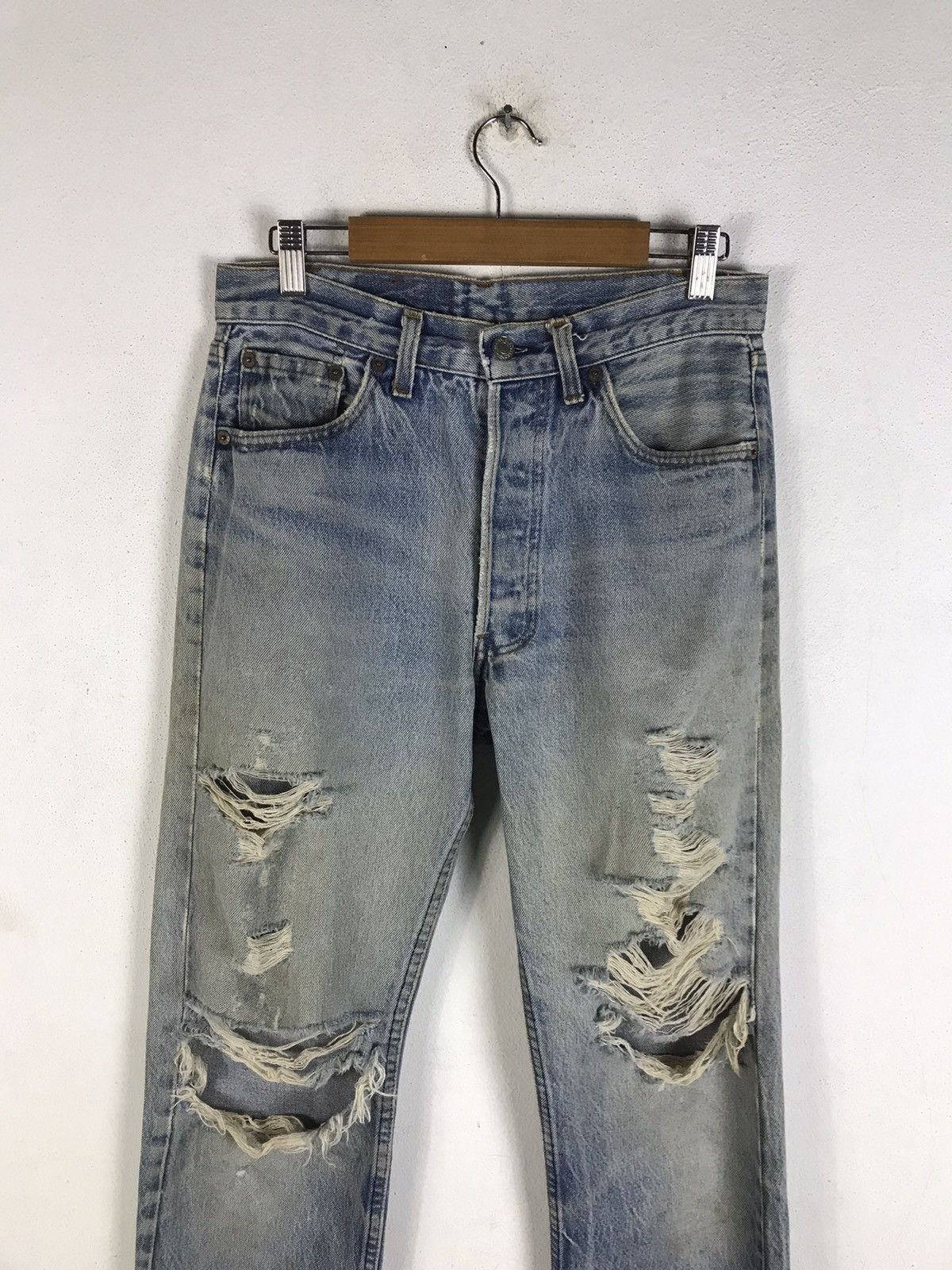 Levi's Thrashed Vintage 80s Levi’s 501 Denim Jeans Made in USA Size US 29 - 4 Thumbnail