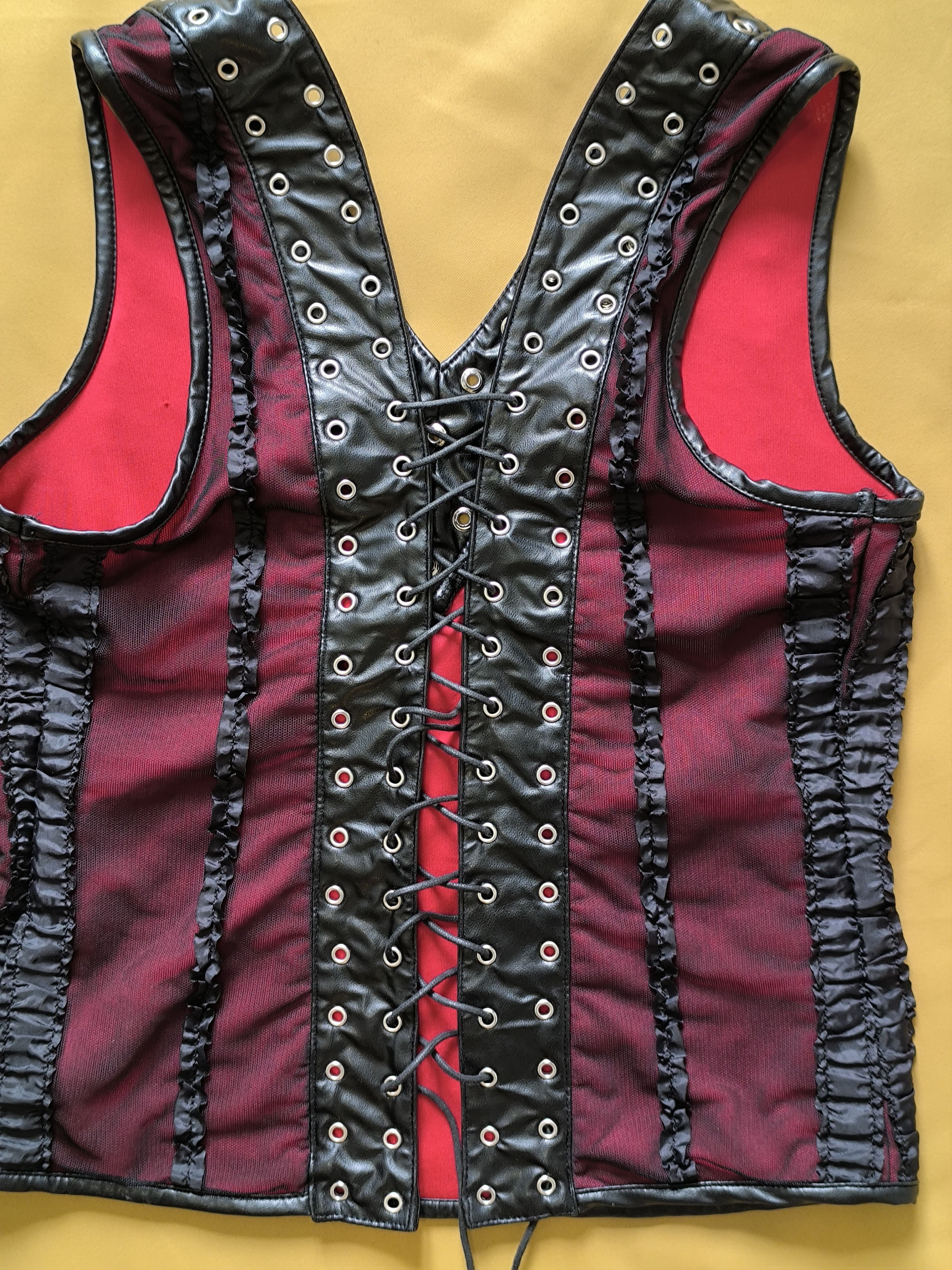 Lip Service VTG Lip Service Y2K Red Black Mesh Bordello Corset Top M Size M / US 6-8 / IT 42-44 - 17 Thumbnail