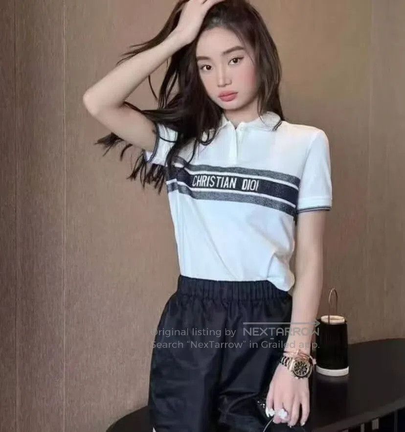 Dior Dior White striped logo lettering printed cotton button-do Size US XS / EU 42 / 0 - 9 Thumbnail