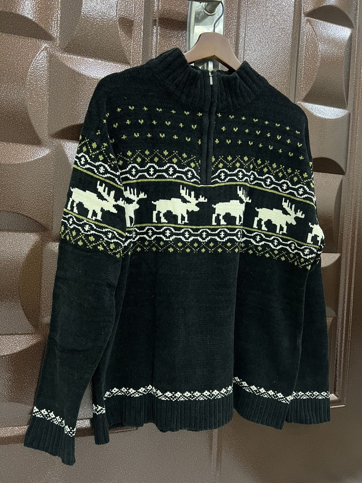 Japanese Brand GRANGESTA Aran Isles Reindeer Nordic 1/4 Zip Knit Sweater Size US L / EU 52-54 / 3 - 3 Thumbnail