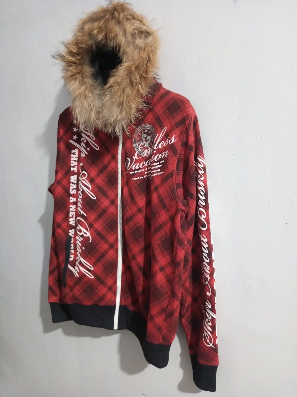 Japanese Brand G-dept tartan spellout fur hoodie Size US M / EU 48-50 / 2 - 1 Thumbnail