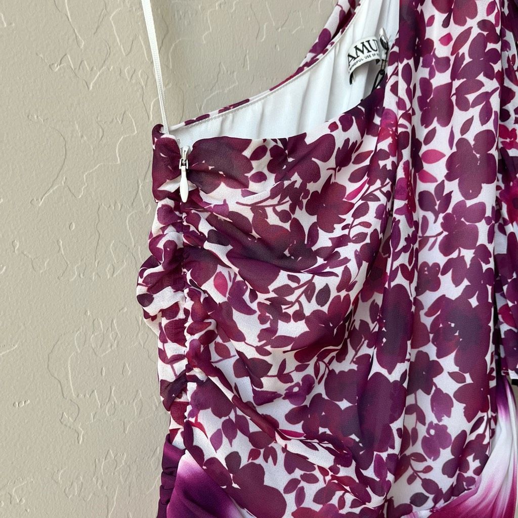 Amur NEW AMUR Dress One Shoulder Purple Asymmetrical Chiffon Plea Size XS / US 0-2 / IT 36-38 - 10 Thumbnail