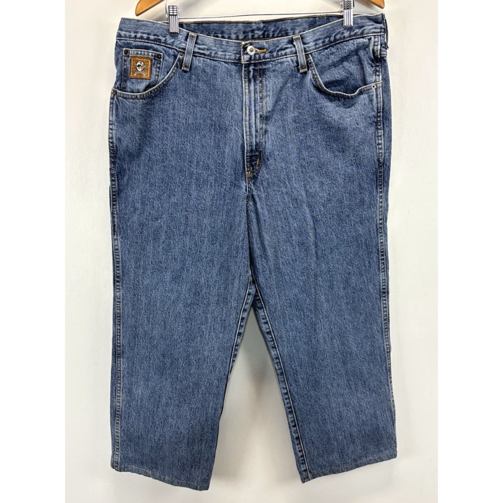 Denime Cinch Jeans Mens 40x30 (40x25) Blue Denim Stretch 5 Pocket Denim Medium Wash Jeans Straight Mens 5-Pocket Western Cowboy Relaxed Regular Cinch Size US 40 / EU 56 - 2 Thumbnail