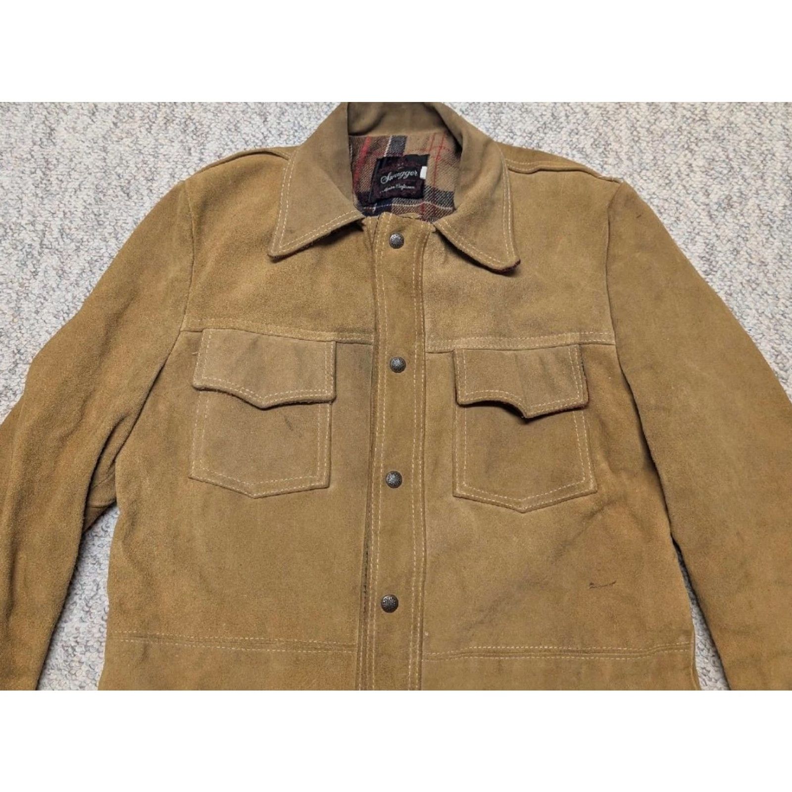 Vintage VINTAGE Swagger Trucker Jacket Shirt Mens M Split-Suede Cowhide Leather Western Brown 40-42 1970s Size US M / EU 48-50 / 2 - 6 Thumbnail