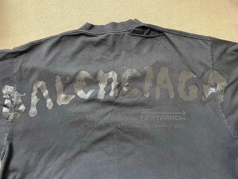 Balenciaga Balenciaga Letter Printed Short Sleeve Crew Neck Loose Fit Size US L / EU 52-54 / 3 - 3 Thumbnail