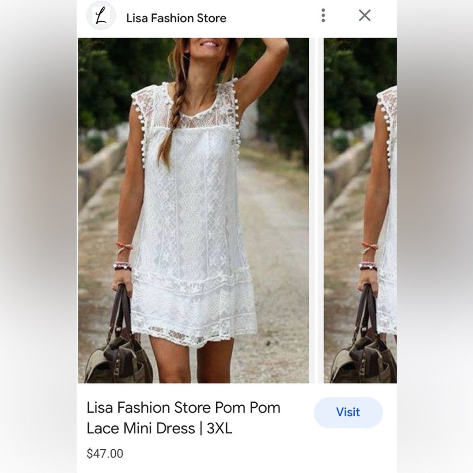 Vintage Favolook white minidress tunic with white lace overlay Size S / US 4 / IT 40 - 10 Thumbnail
