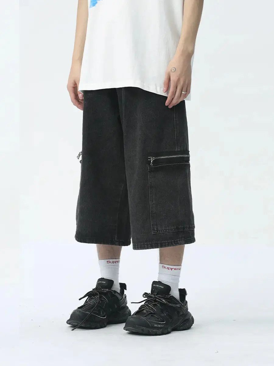 Japanese Brand Retro zipper spliced denim shorts Size US 32 / EU 48 - 5 Thumbnail