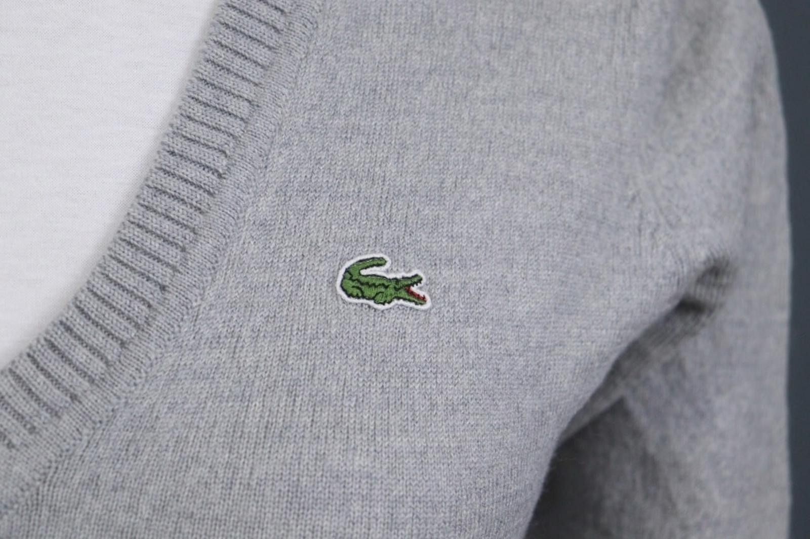 Lacoste Lacoste Gray Wool Long Sleeve V-Neck Knit Sweater Size 36 Size M / US 6-8 / IT 42-44 - 5 Thumbnail