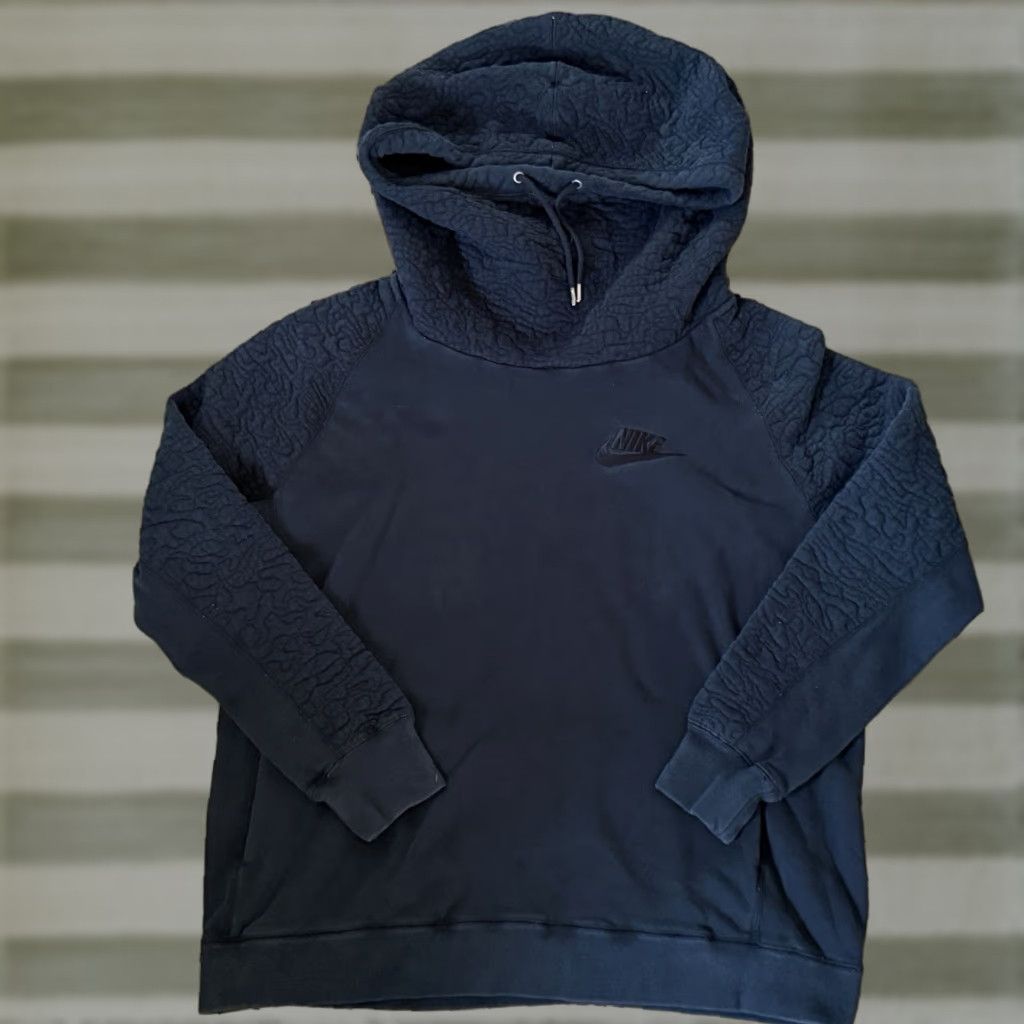 Nike Tech Fleece Hoodie Men XL Black High Neck Pullover Hooded Sweatshirt Sportswear Knit Fleece