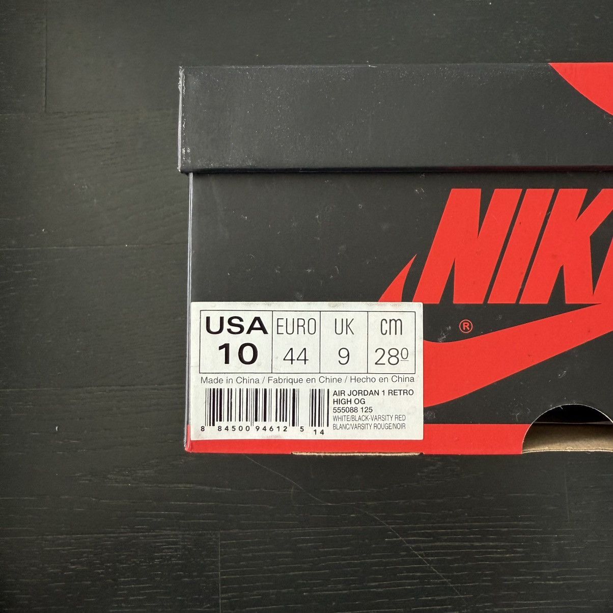 Jordan Brand 2016 Air Jordan 1 Retro High OG Black Toe Size US 10 / EU 43 - 12 Thumbnail