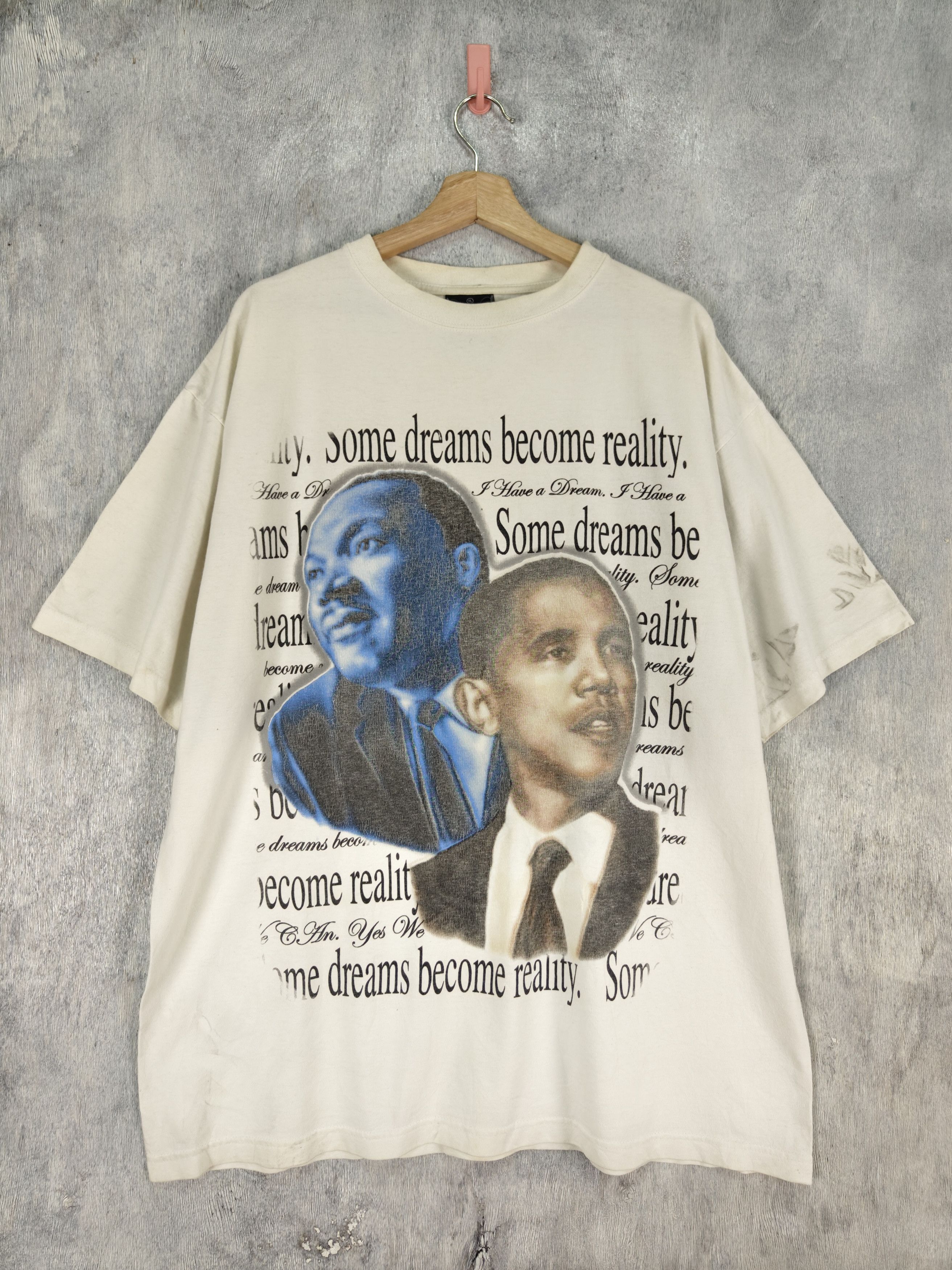 image of President Obama Dreams Become Reality Shirt in White, Men's (Size XL)