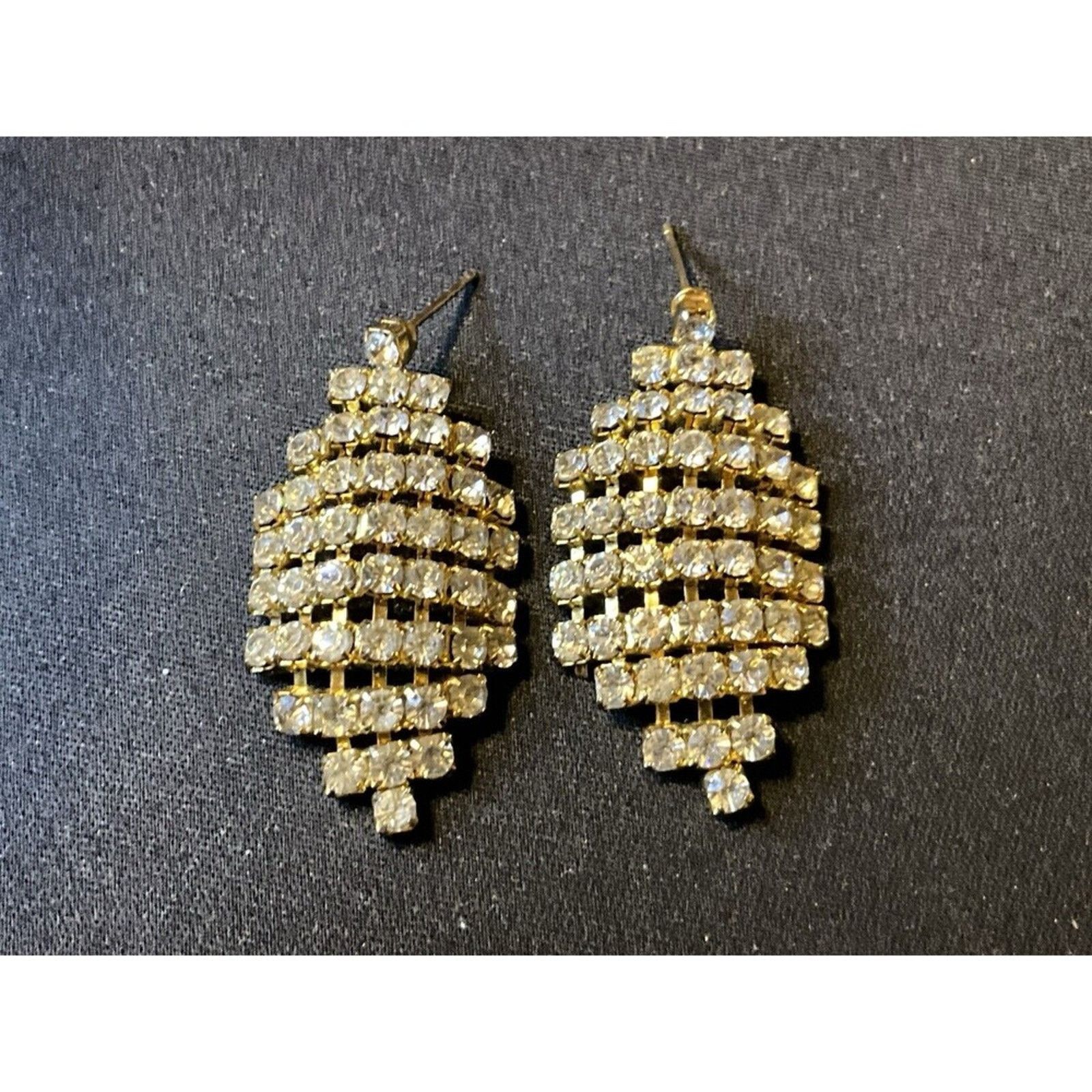 Other Articulated Prong Set Dangle Earrings Crystal Post Gold Tone Size ONE SIZE - 2 Thumbnail