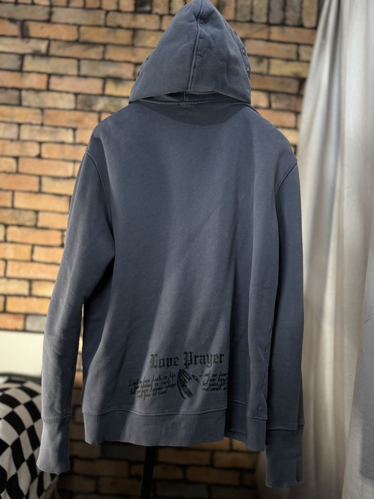 Faith Connexion $528 GOTHIC STUD HOODIE GRAY PURPLE SWEATER GOTH ROCK BAND Size US L / EU 52-54 / 3 - 3 Thumbnail