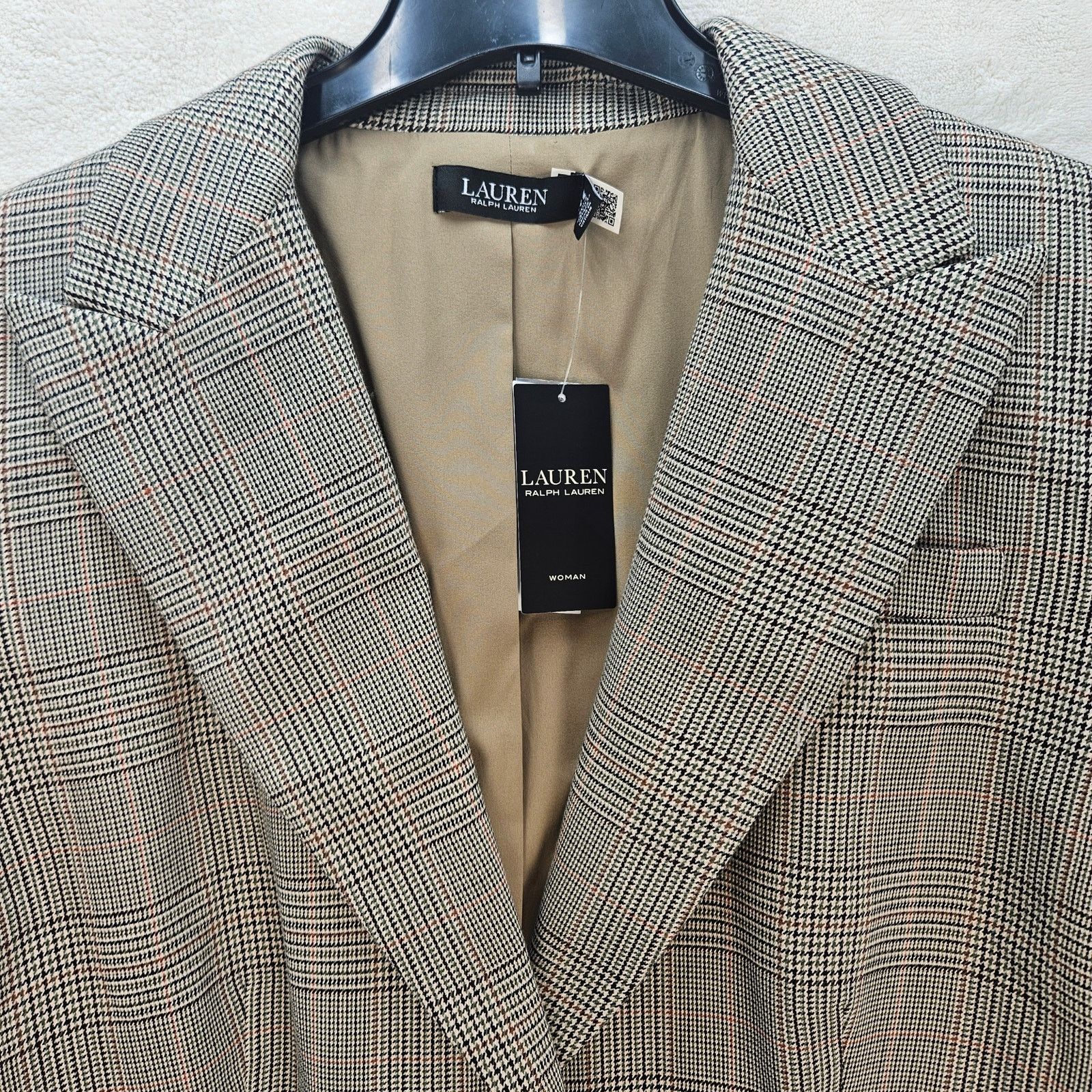 Ralph Lauren RALPH LAUREN WOMEN'S 20W GLEN PLAID COTTON-BLEND TWILL BLAZE Size 3XL / US 20-22 - 2 Thumbnail