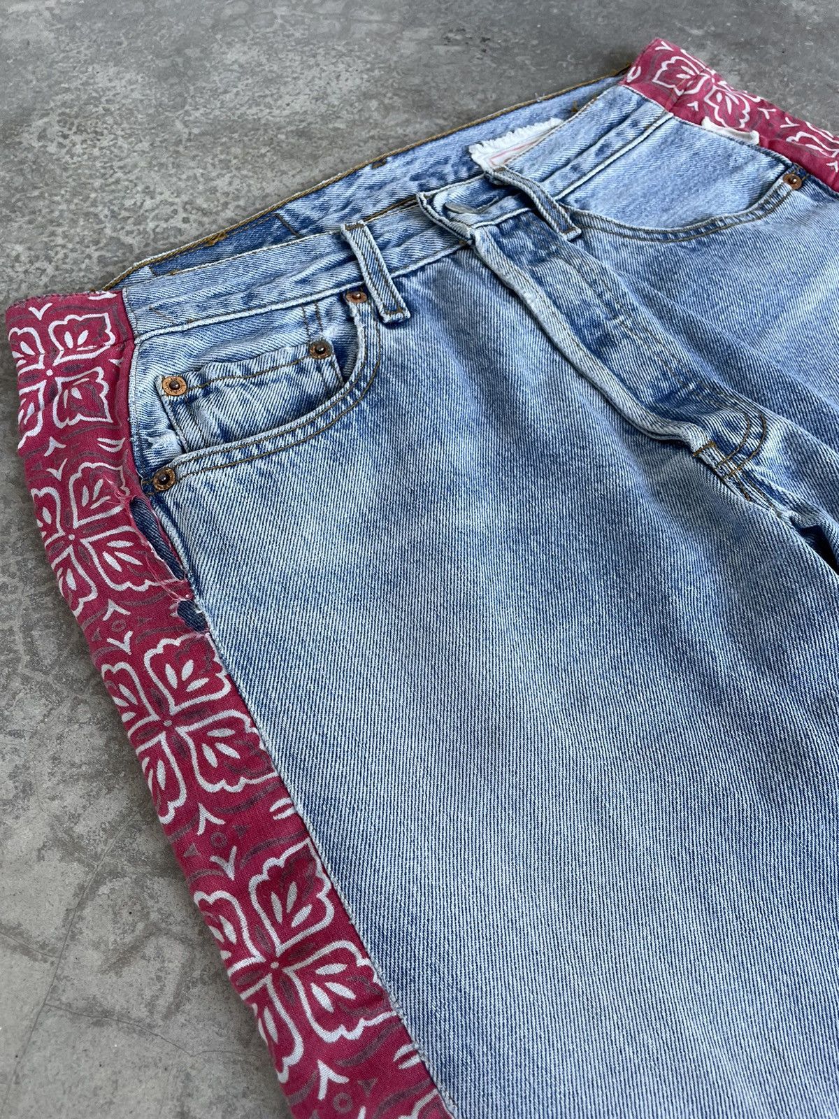 Levi's Vintage Levis 501 Custom Sashiko Faded Jeans Size US 30 / EU 46 - 4 Thumbnail