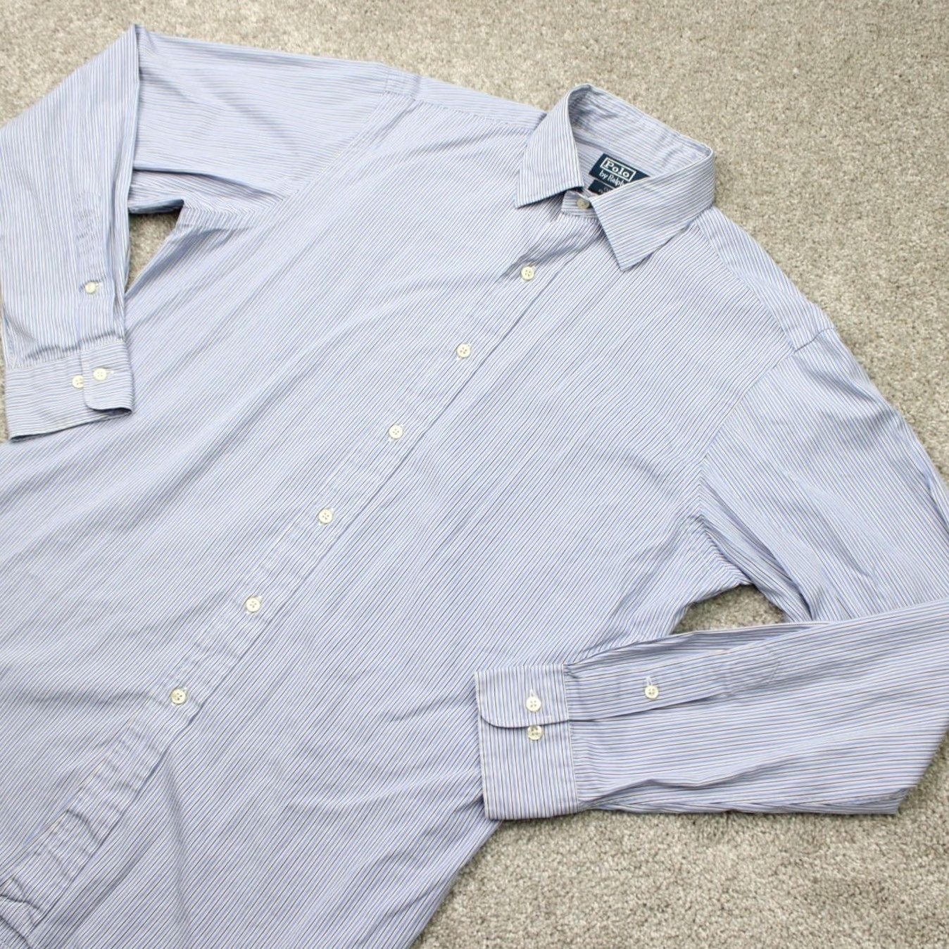 Polo Ralph Lauren Polo Ralph Lauren Dress Shirt Mens 15 1/2 34/35 Blue Curham Cotton L/S Button-Down Shirt Size 42R - 4 Thumbnail