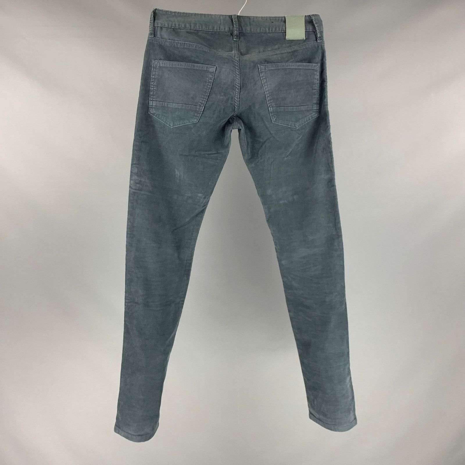 Size 30 Blue Corduroy Cotton Elastane Narrow Casual Pants