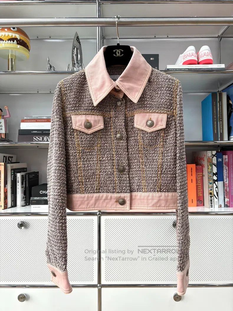 Chanel Chanel Pink tweed stitched denim jacket Size XS / US 0-2 / IT 36-38 - 1 Thumbnail